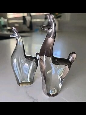 Crystal & Sterling Silver Llama Alpaca Figurines Set Of 2  4" X 2.5